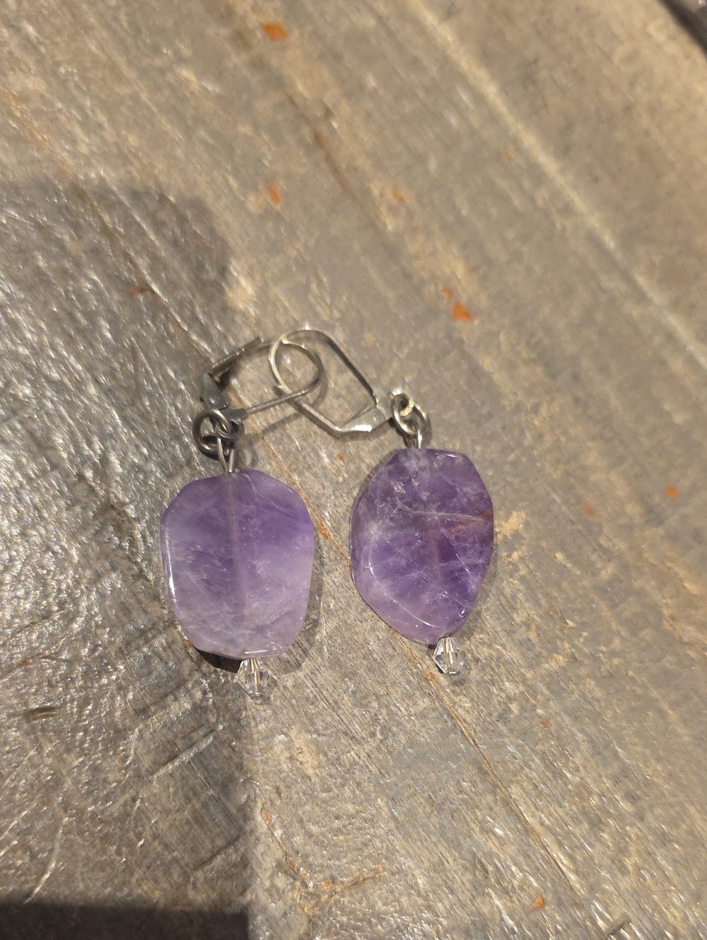 Handmade Purple Amethyst Drop 😁Earrings